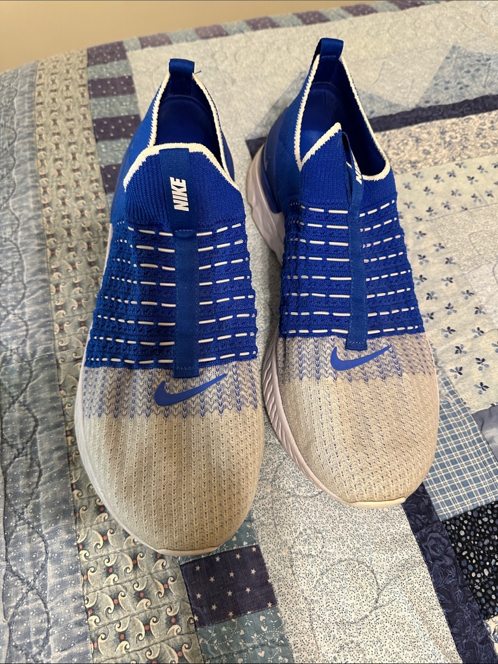 Nike Men's Slip-On Knit Sneakers - Royal Blue and Light Gray